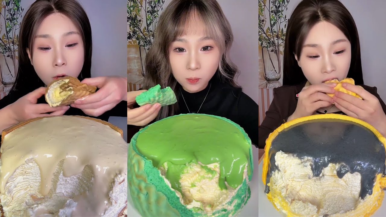 ASMR MUKBANG - MUKBANG SOUND - MILLE CREPE WITH LAVA CREAM CAKE