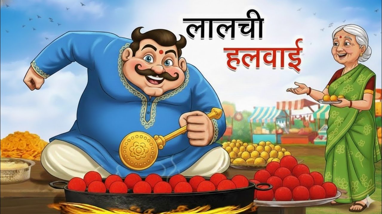 लालची हलवाई | LALCHI HALWAI | MORAL STORY | HINDI KAHANI | CARTOON STORY | KIDS STORY 