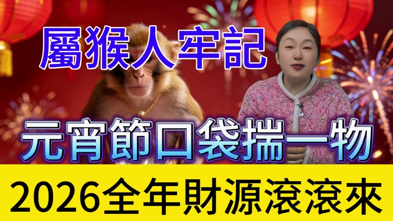錯過真要哭！致所有屬猴的朋友：3 月 3 號元宵節，別隻顧着吃湯圓！在口袋裡放這幾個吉祥物，爲 2026 馬年討個好彩頭，全年財源不斷，富貴逼人！萬事順遂！#運勢 #補財庫旺財氣 #正能量 #財富