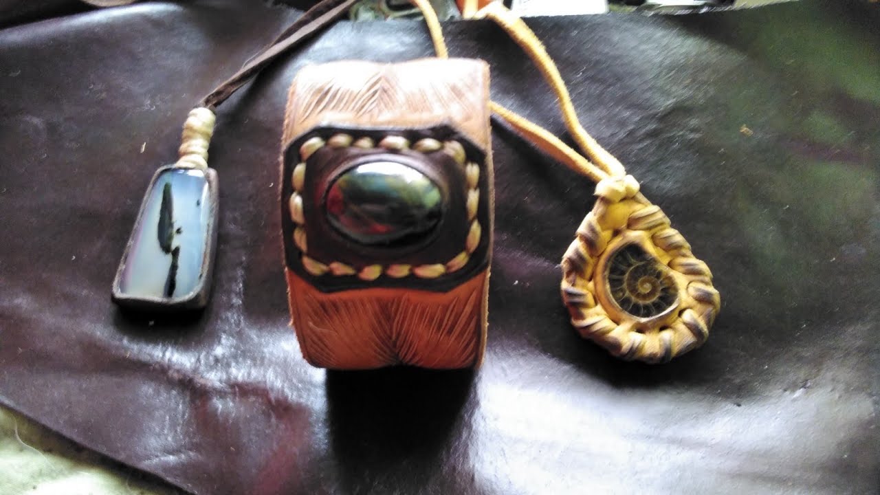 Leather and gemstone combo   #leathercraft #leatherworking #tutorial