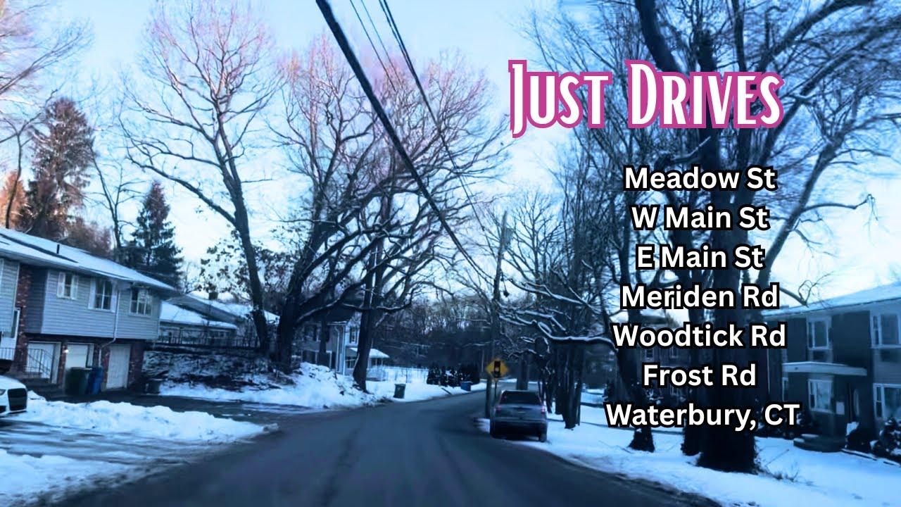 Early Morning Winter Drive Through Downtown Waterbury, Connecticut
