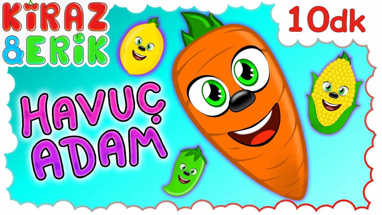 Havuç Adam Şip Şap Şop 🥕 ile 10 dk Eğlenceli Çocuk ve Bebek Şarkıları | Çizgi Film | Kiraz ve Erik