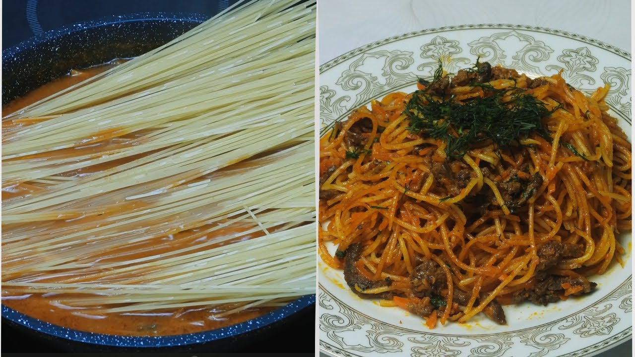 Готовим быстрые и вкусные спагетти в одной сковороде