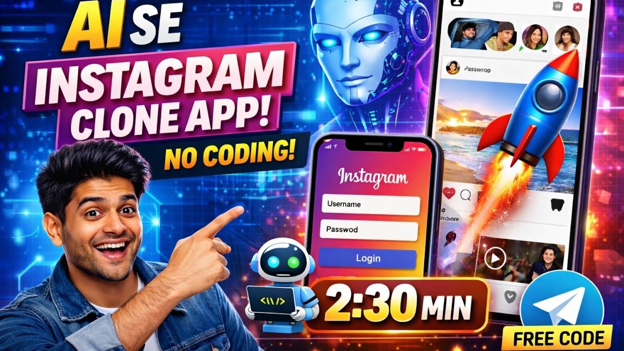 AI Se Instagram Clone App Kaise Banaye 😱 | No Coding | Full App in 