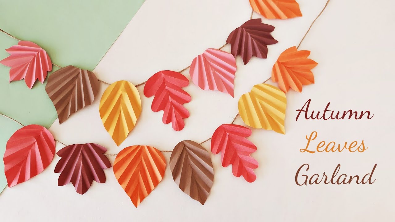 How to Make Paper Garland | Autumn Leaves Garland | Paper Leaf Garland | Fall Home Decor