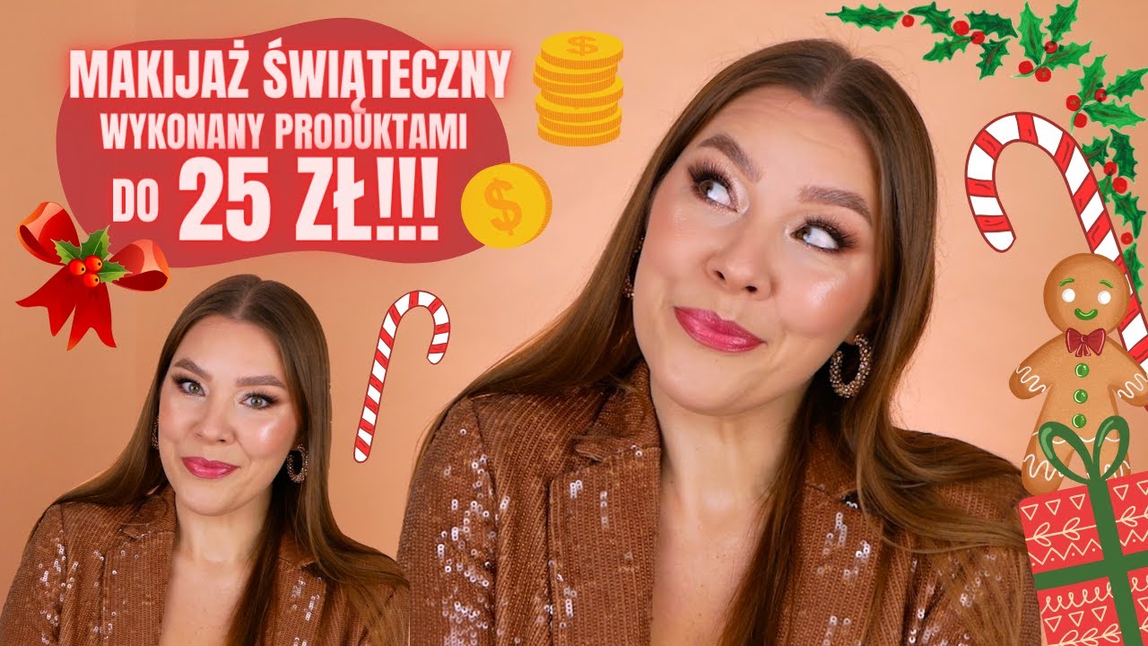 MAKIJAŻ ŚWIĄTECZNY wykonany produktami za MNIEJ niż 25 złotych! 😮🔥 Moi TANI ULUBIEŃCY w akcji! ❤️