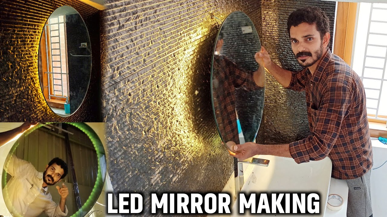 DIY LED Mirror Making | Blacklight ബേസിൻ മിറർ | Simple Mirror Design for Interior | Basin LED Mirror