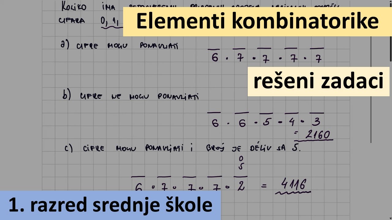 Kombinatorika - matematika za 1 razred srednje škole