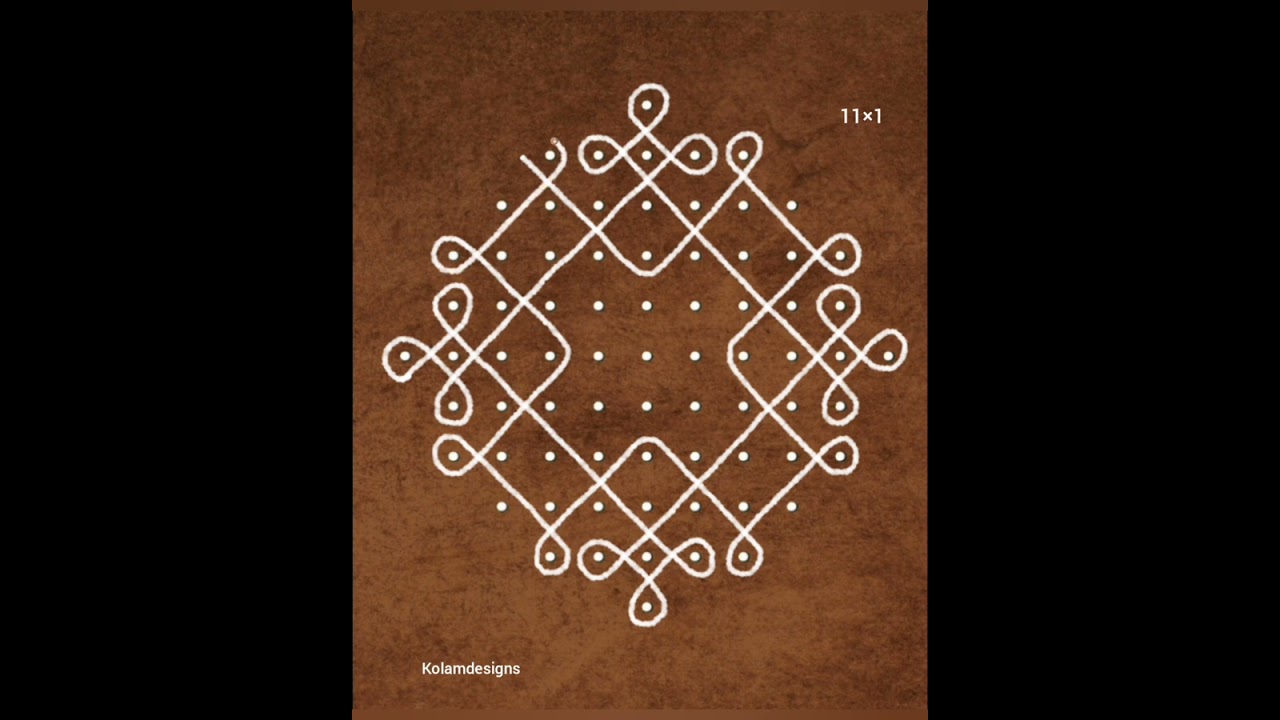 11×1 dots kolam #rangoli #muggulu #kolam #beginners 