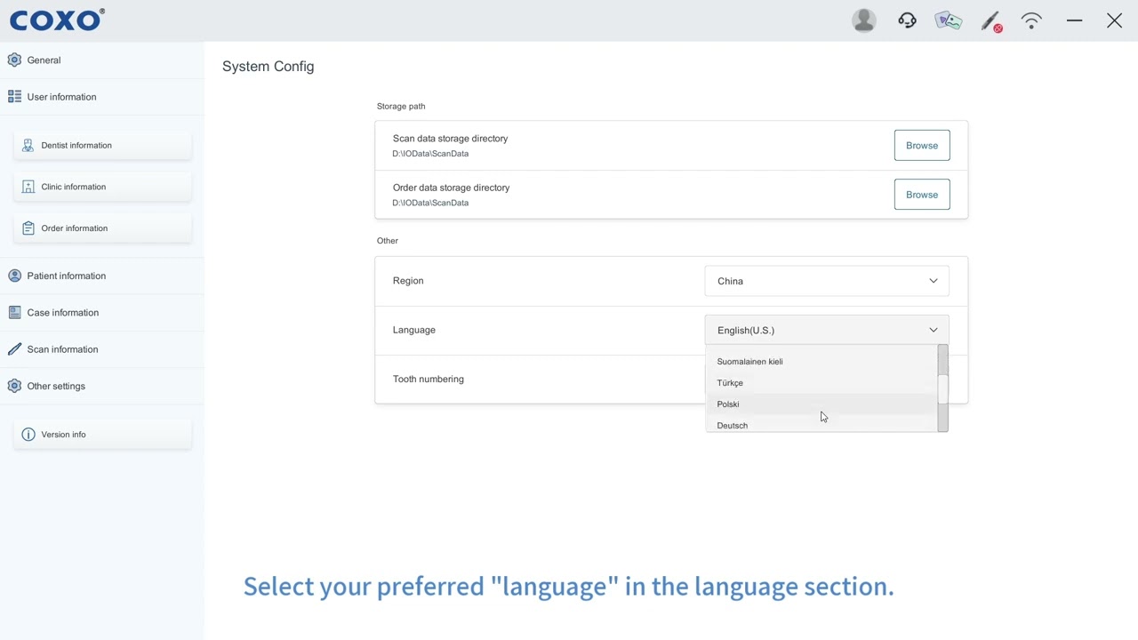 【COXO SCANNER】How to switch languages in COXO scanner software