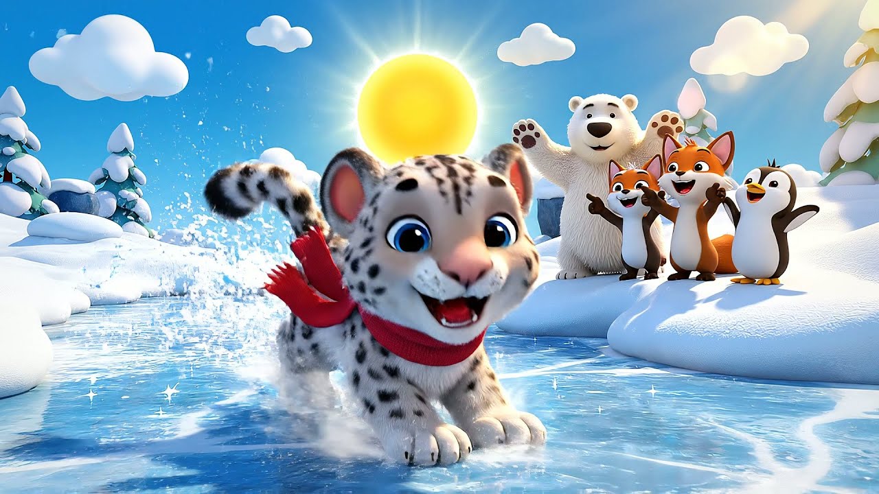 O Mini Leopardo das Neves do Fortnite Escorregou na Neve | Canções Infantis e Rimas para