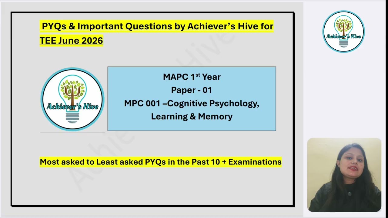 MPC 001 Important Questions with PYQs for June 2026 Exam