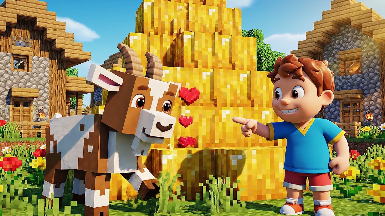 Minecraft Baby Goat Headbutted a Stack of Blocks | Kids Songs & Nursery Rhymes