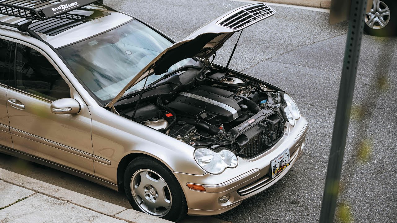 MERCEDES W203 C240 MAINTENANCE AIR FILTER, SERPENTINE, PULLEY, & TENSIONER REPLACEMENT (M112)