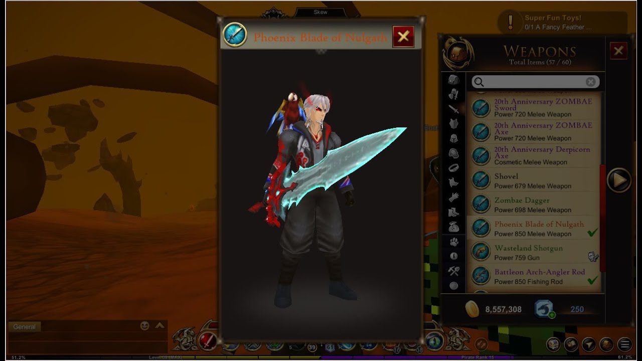 AQ3D How To Get The Phoenix Blade of Nulgath -- Nulgath Saga - Maxed Infused and Title
