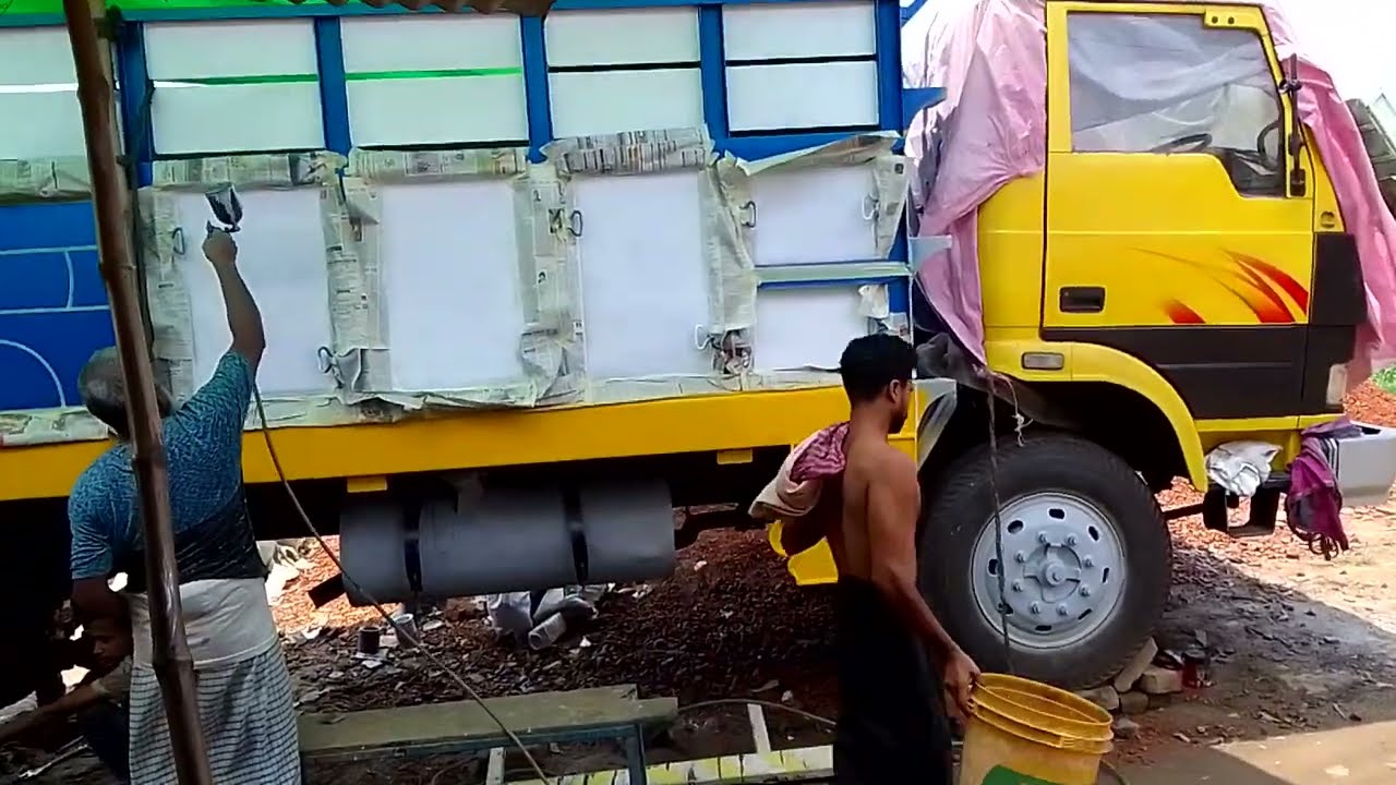 Bangladeshi truck prinding. টাটা গাড়ী ডিকো রং করা হচ্ছে (পার্ট-১) #Banglar truck#Tata 1109 Truck।