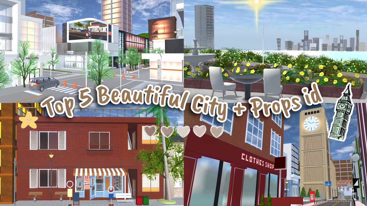 Топ-5 красивых городов + реквизит ✨🌷 || Sakura School Simulator