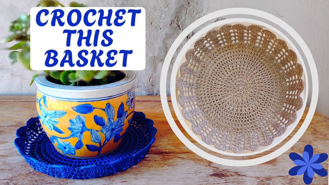 Crochet a tray-inspired basket to enhance a space.  EASY and FAST.