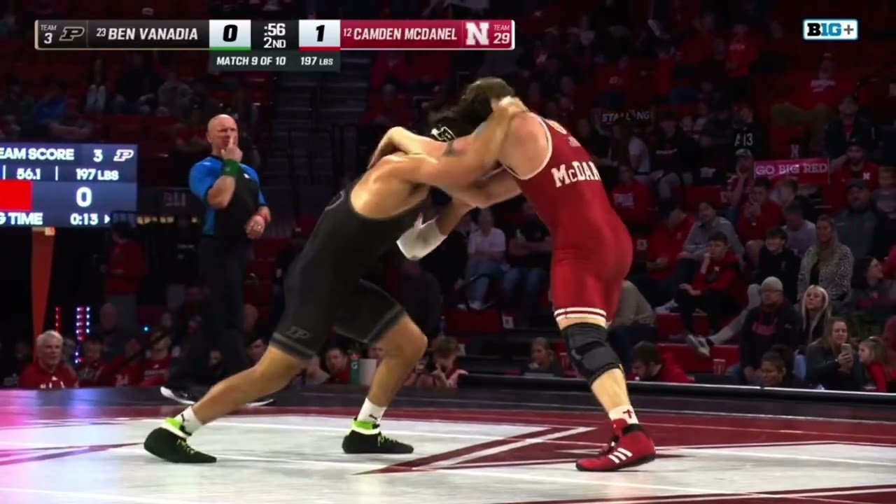 Камден МакДэнел, борец команды Nebraska Husker, 197, 09.01.2026 против Бена Ванадиа, Purdue #husk...