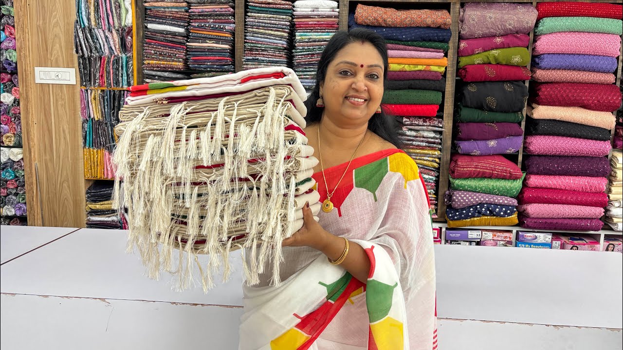 640 ഏറ്റവും പുതിയ Trendy Onam Special Plain tissue സാരിയും Contrast blouse piesum