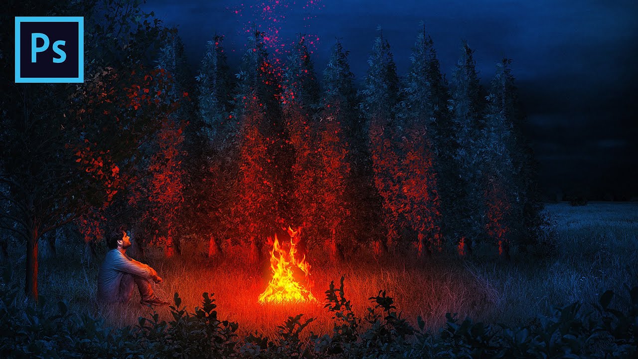 PHOTOSHOP MANIPULATION | Dark night Fire lighting effect | Tutorial | ds_works