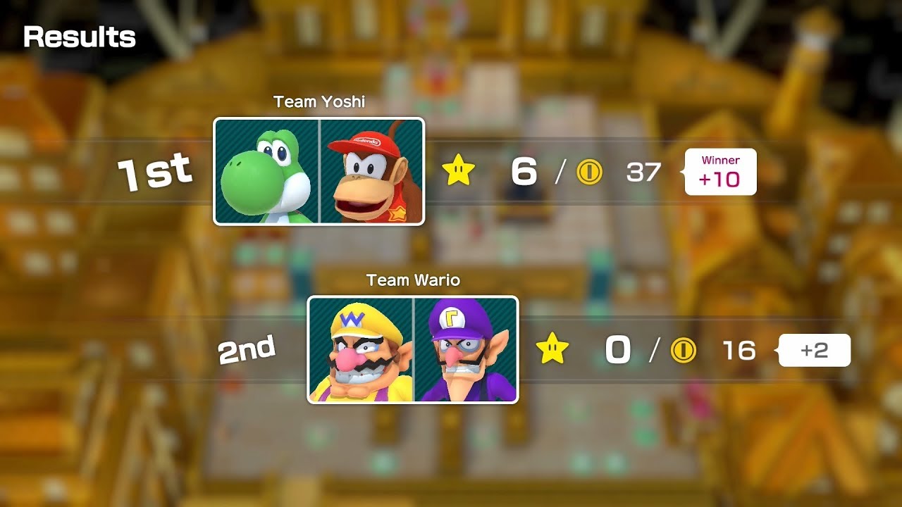 Super Mario Party Partner Party #99 Tantalizing Tower Toys Yoshi & Diddy Kong vs Waluigi & Wario