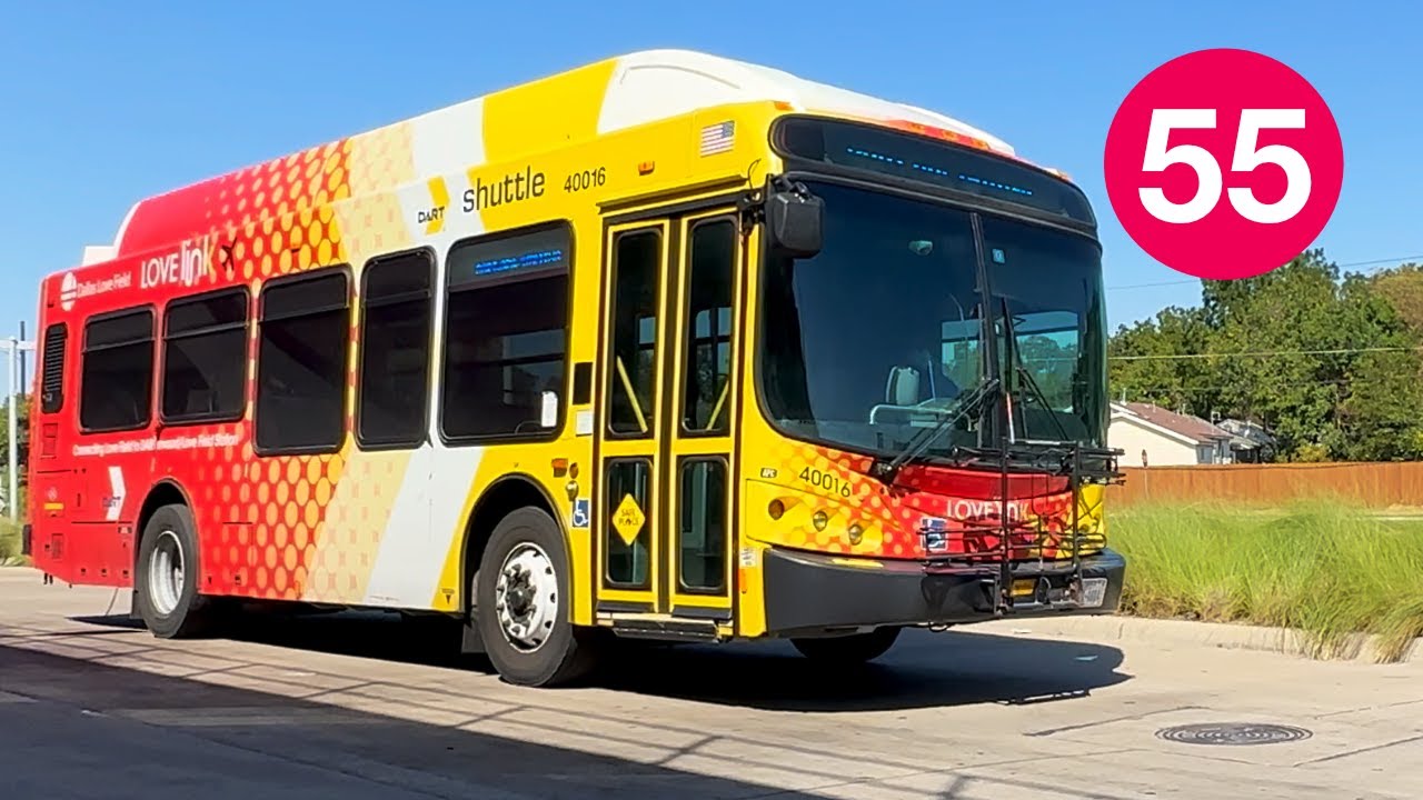Riding DART Bus 55, Love Link Shuttle, Inwood/Love Field Station to Dallas Love Field Airport, NABI