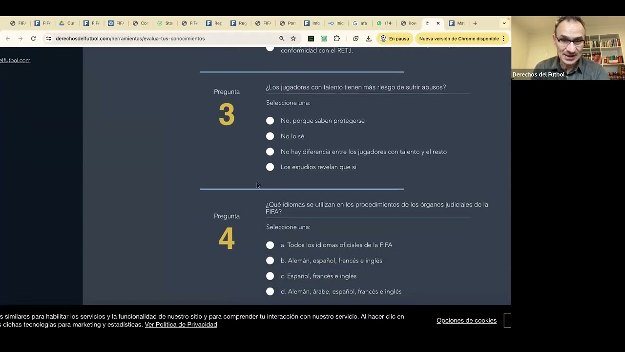 Resolviendo un examen de agentes de FIFA