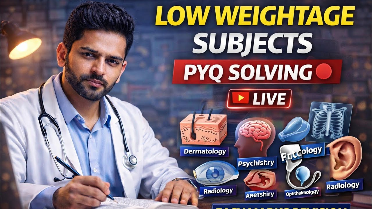 Low Weightage Subjects PYQ Solving LIVE 🔴 | NEET PG INICET  Revision | Easy Marks Dr Shubham