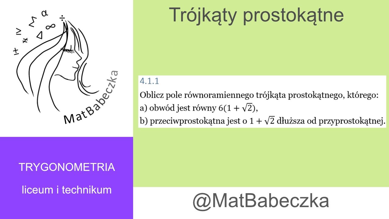 4.1.1 Oblicz pole równoramiennego trójkąta prostokątnego: a) obwód jest równy 6(1+√2), b) przeciw...