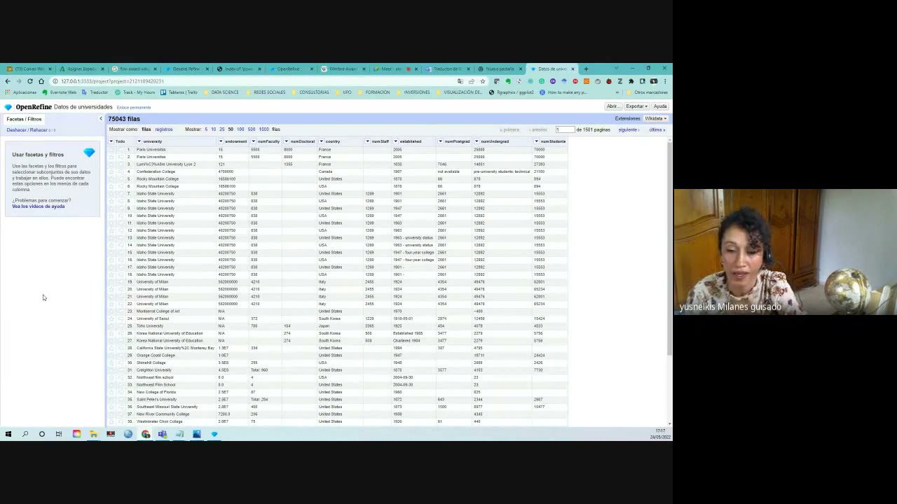 Tratamiento de datos con Open Refine, con Yusnelkis Guisado