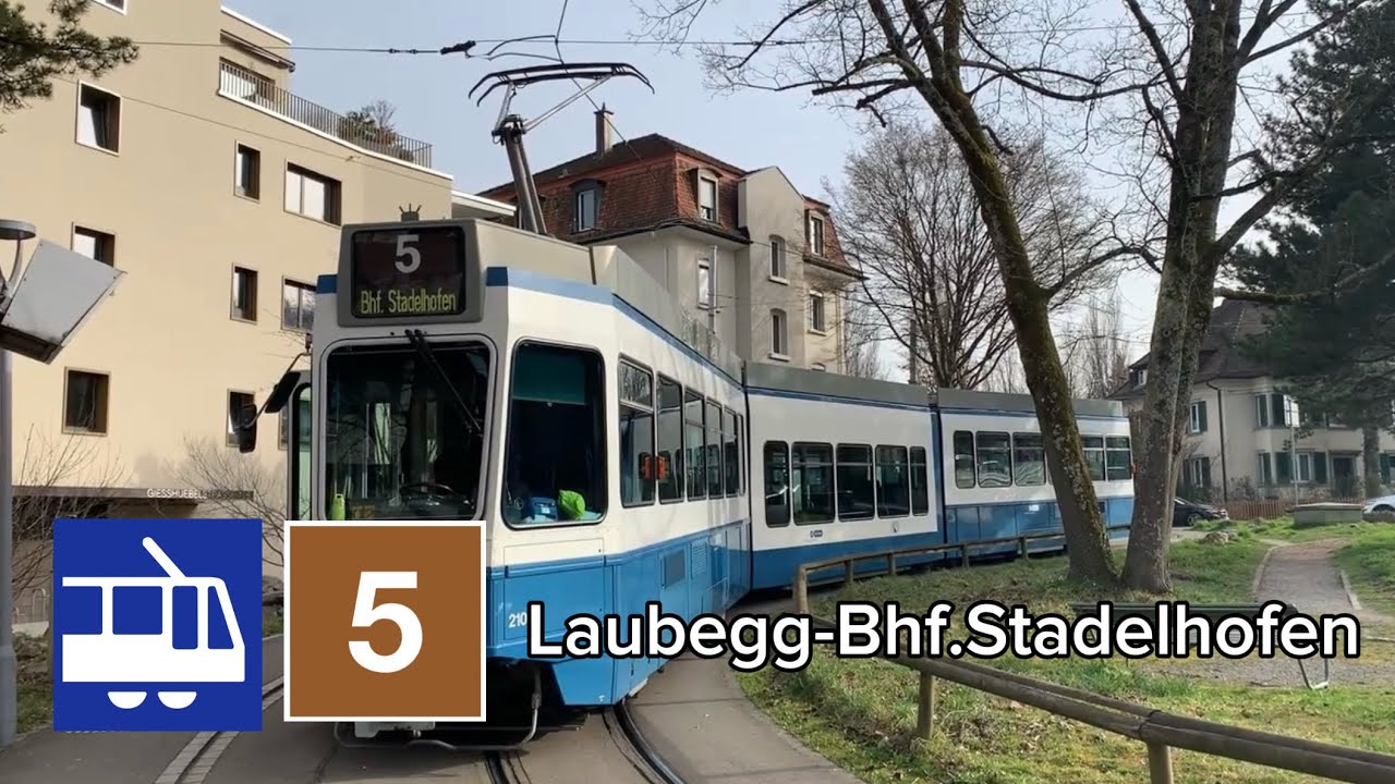 TRAM RIDE VBZ line 5 from Laubegg to Bahnhof Stadelhofen