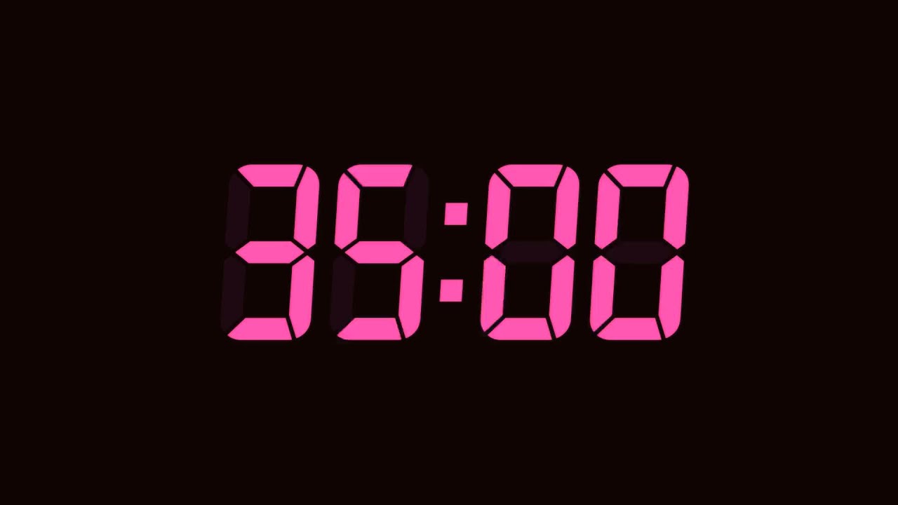 35 Second Digital Countdown Timer | Dark Background | Fuchsia Pink Text | No Sounds