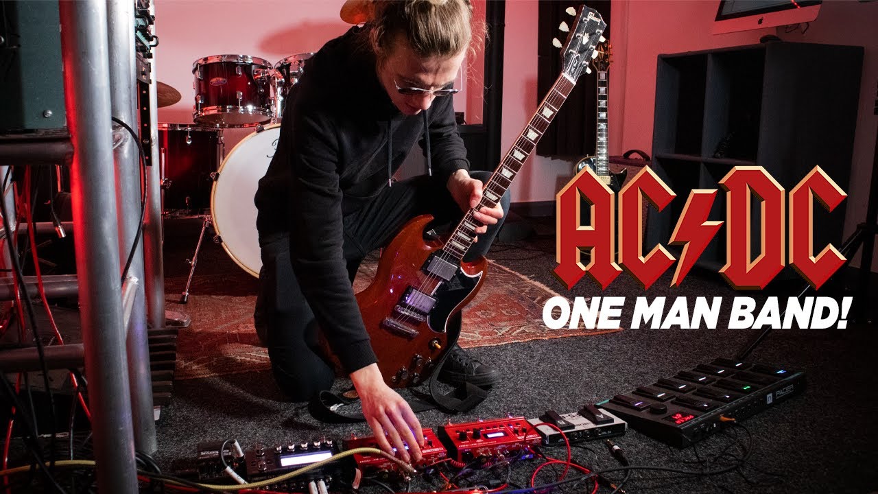 AC/DC vs 10 LOOP PEDALS and 1 Guitarist! AC/DC Riff Medley!