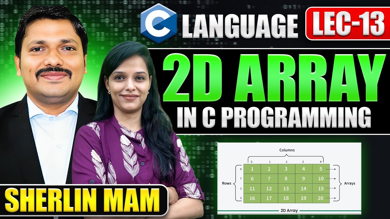 2D Arrays in C with Examples | C Programming Lec 13 | 2 Dimensional Arrays | Sherlin Mam |Dinesh Sir