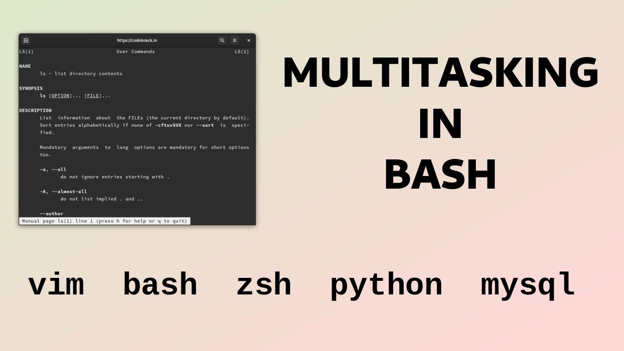 Multitasking within a bash shell - fg, bg and jobs commands