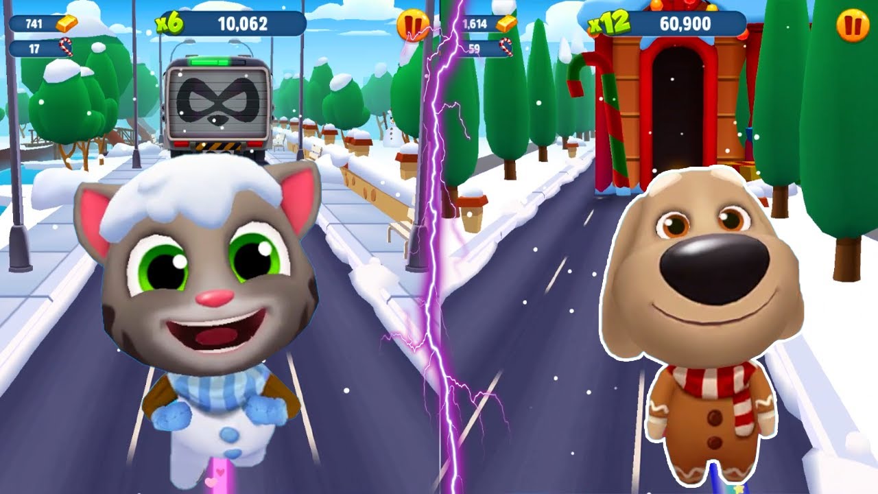 Talking Tom Gold Run Latest Christmas Update 🚲 Gingerbread Ben vs Snowman Tom Fun 🎉