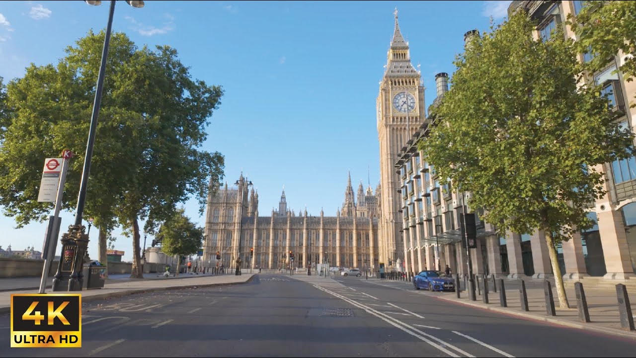 Central London at Sunrise | Empty Streets | 4K POV Drive