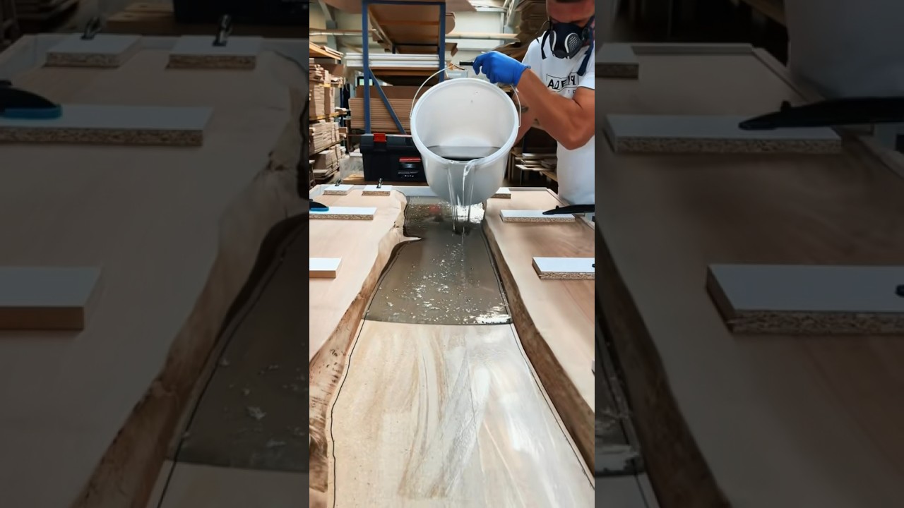 Turnare masa rasina epoxidica fumurie , Smoky epoxy resin table cast