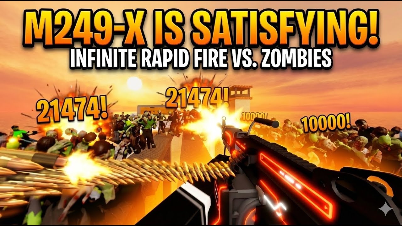 M249-X is SATISFYING! Infinite Rapid Fire vs. Zombies