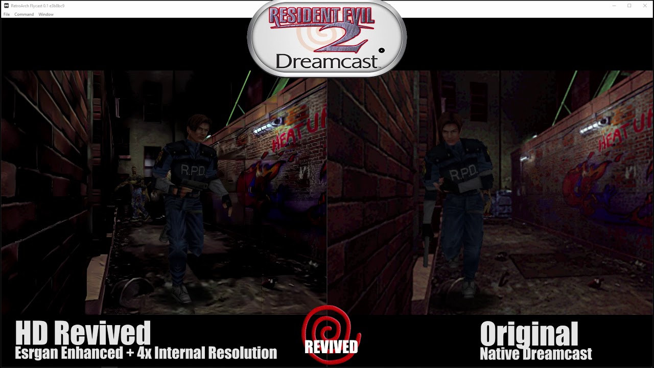 Resident Evil 2 Flycast Esrgan + AI Color Sample Preview