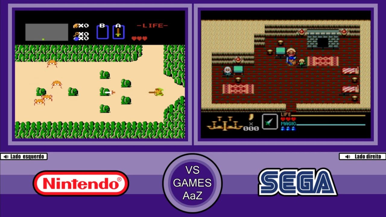 Legend of zelda VS  Golden Axe Warrior (NES VS Master System) Side by side comparison graphics.