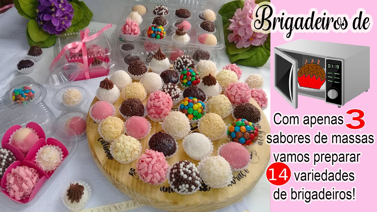 Brigadeiro de Micro-ondas! Vamos preparar 3 massas e com elas faremos 14 variedades de brigadeiros!