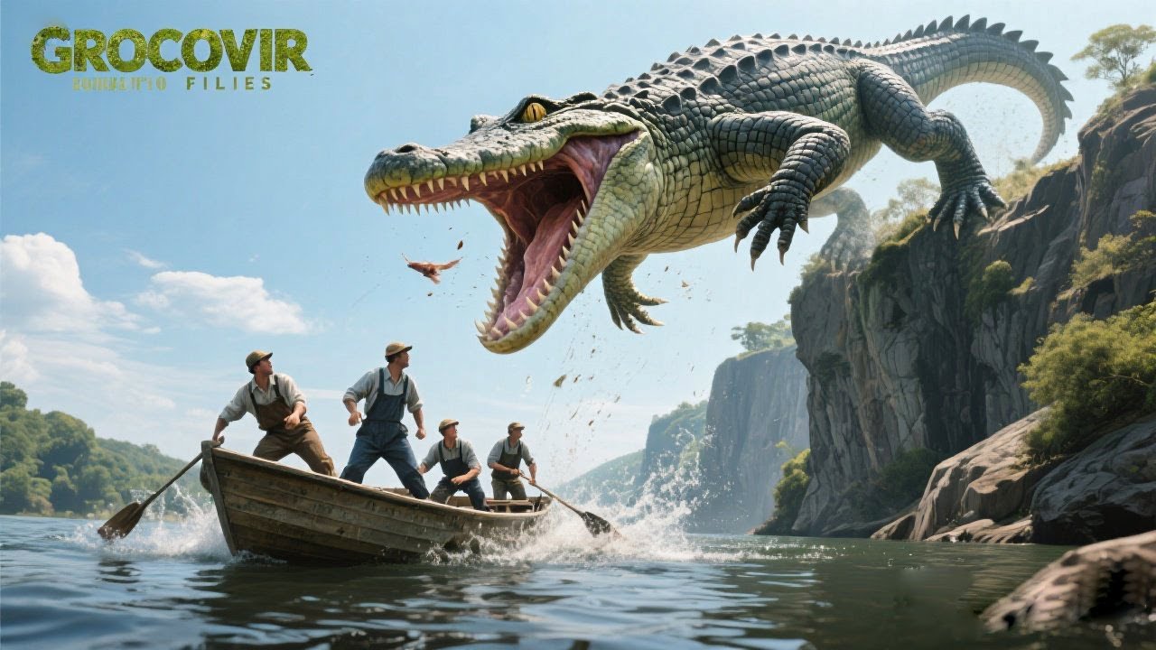 巨鱷電影！ 巨鱷竟直接從懸崖跳下，襲擊小船上的人類！【巨鱷Mega Crocodile】丨驚悚 冒險 災難 #奇妙影视馆
