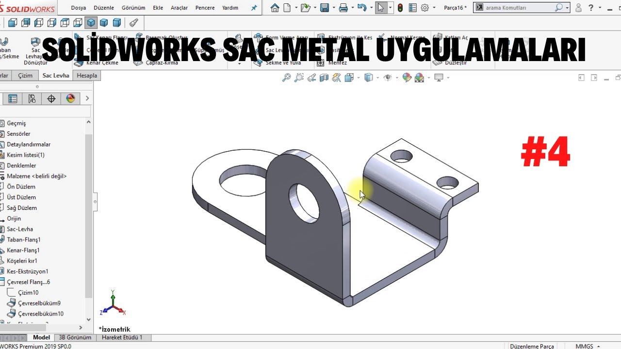 SOLİDWORKS SAC METAL(SHEET METAL) UYGULAMALARI  #4  #solidworks