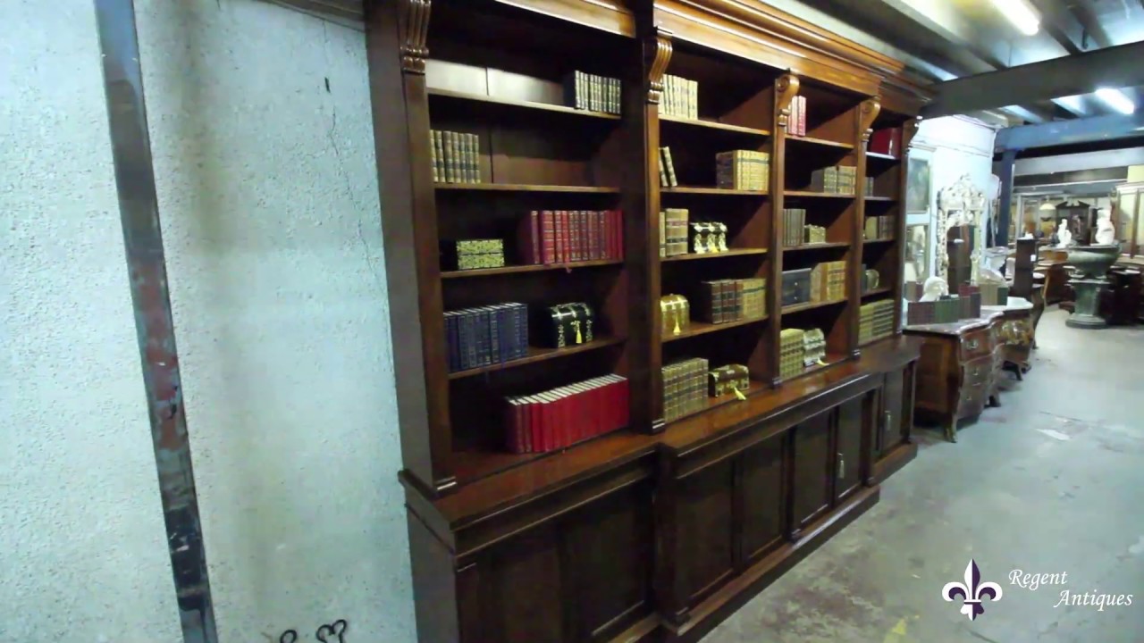 Antique George IV Regency Mahogany Breakfront Bookcase