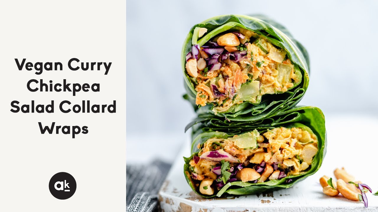 Vegan Curry Chickpea Salad Collard Wraps