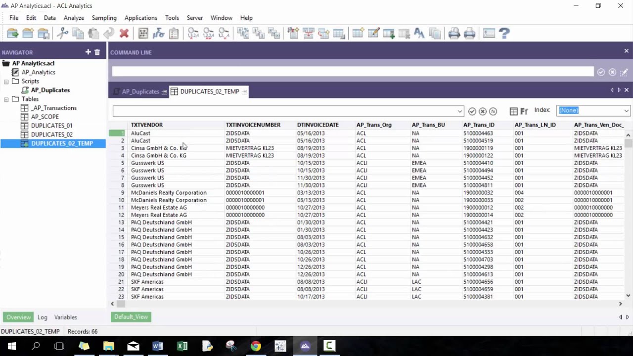 Custom ACL Analytics Workshop - Invoice Duplicates (SSSS Technique)