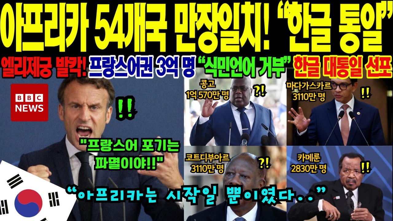 [해외감동사연] 아프리카 54개국 만장일치 한글 채택! 프랑스 식민지 언어 거부하자 엘리제궁 발칵 뒤집힌 놀라운 이유