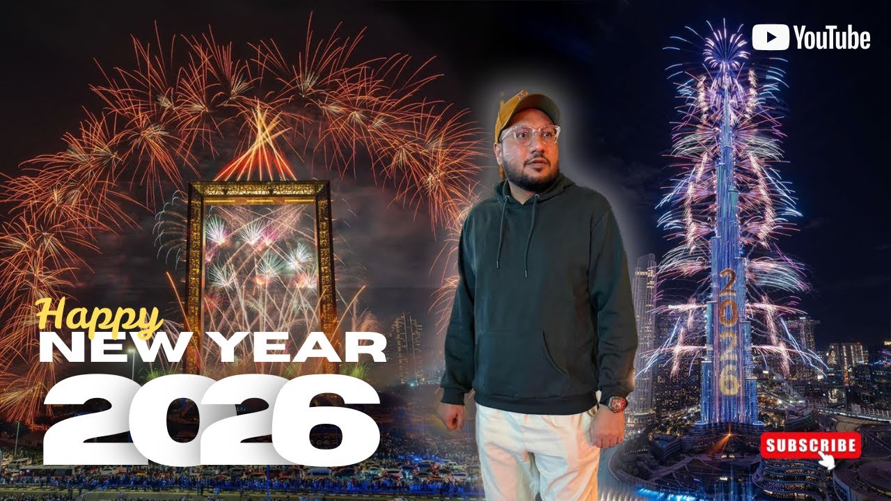 NEW YEAR NIGHT IN DUBAI | FIREWORKS BURJ KHALIFA | DUBAI FRAME | JBR |